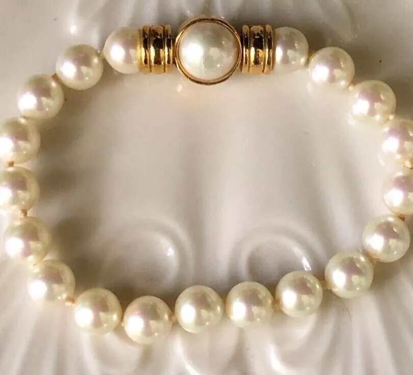 CHRISTIAN DIOR cristal cloué or plaqué main nœud magnétique fermoir perle bracelet