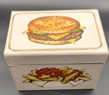 Vintage Stylecraft Recipe Box Cheeseburger Fries Pickles 1980 Rare Kitchen Decor