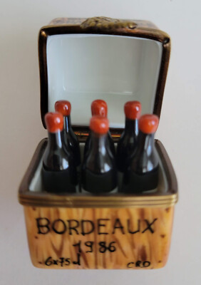 LIMOGES FRANCE BOX Case of Chateau Gran Cru Medoc Bordeaux Wine 6 bottles 1986