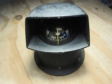 Vintage Airguide Black Metal Boat Marine Compass w/ Cowl Hood Shade Made in USA