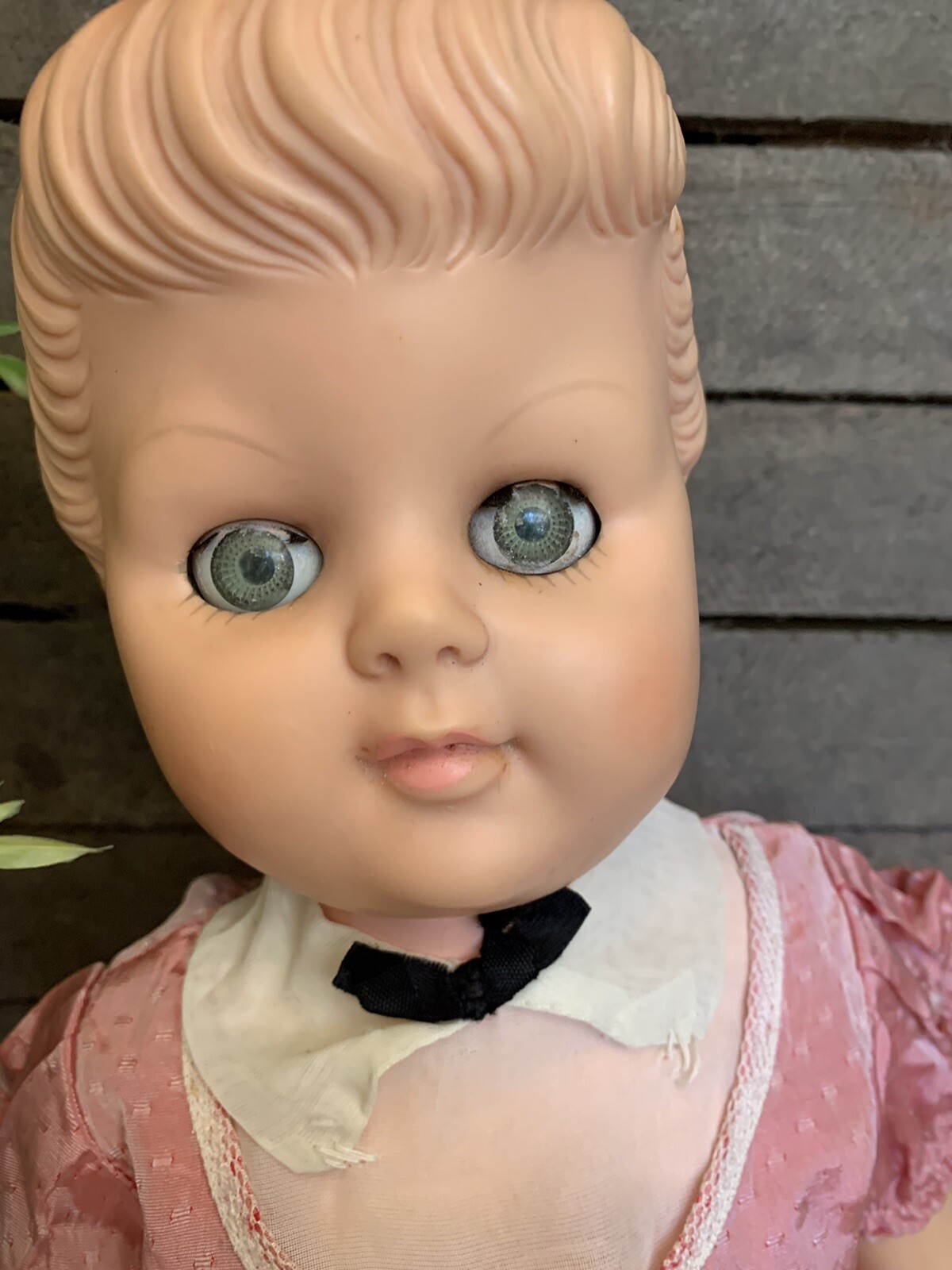 Vtg 18" Baby Doll SD Rubber Head Molded Hair Sleep Green Eyes Eyelashes