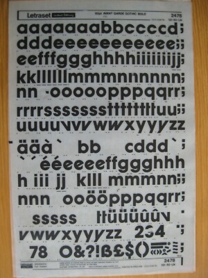 0,1 x Letraset Low & Num AVANT GARDE GOTHIC BOLD 60pt 17,3mm Bogen 2478 a(kg)