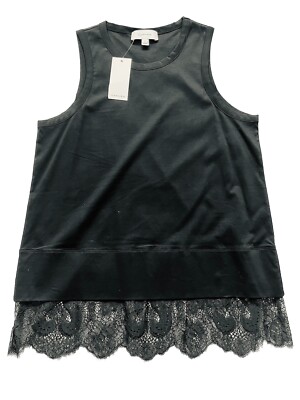 Carven black lace tank top size large NWT