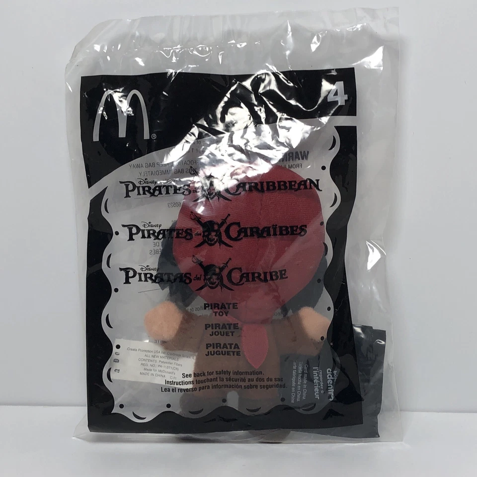 Juguete McDonalds Happy Meal 2008 Piratas del Caribe #4 Peluche Jack Sparrow NUEVO Foto 4 de 4