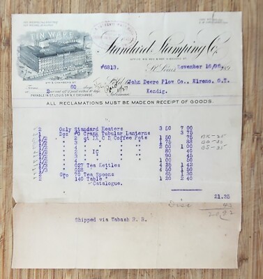 Letterhead Missouri 1896 St Louis Standard Stamping Company