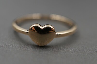 14K massiver Gelbgold hochpoliert 6 mm ausgefallener schlichter Herz Bandring. Größe 7