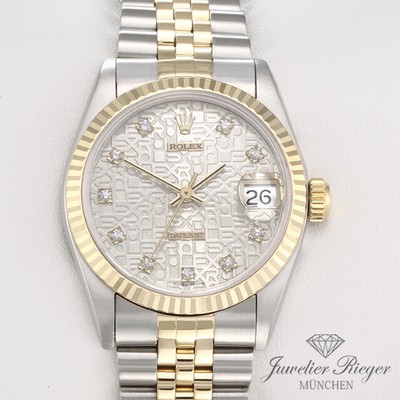 Rolex Medium Datejust Stahl Gelbgold 750 Diamanten Automatik Gold Stahl