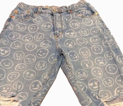 Emoji Face Mom Jeans Gemma Rae Face Juniors Distressed Modern Y2K Size 9 / 29