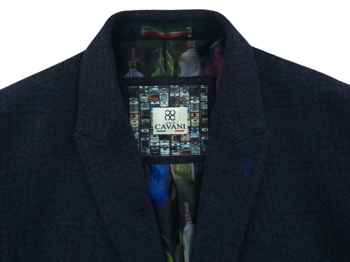 House of Cavani Mens Navy Check Wool Blend Coat Overcoat Size UK/US 40 | EU 50 - Picture 13 of 14
