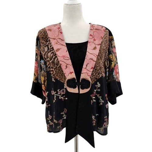 Vintage Spencer Alexis kleines Staubtuch Bluse & Tanktop Set 2-teilig bestickt