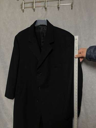 Grant Thomas Peacoat Men 46 R Black Coat Lord Taylor Cashmere Trench Overcoat - Picture 4 of 11