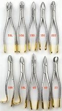 Extracting Forceps Tooth Both Upper and Lower Molar 10 PCS Set Gold Plated