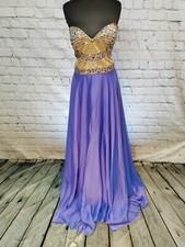 668 SHERRI HILL 1942 PERIWINKLE SZ 18 $358 BEADED FORMAL PARTY GOWN DRESS
