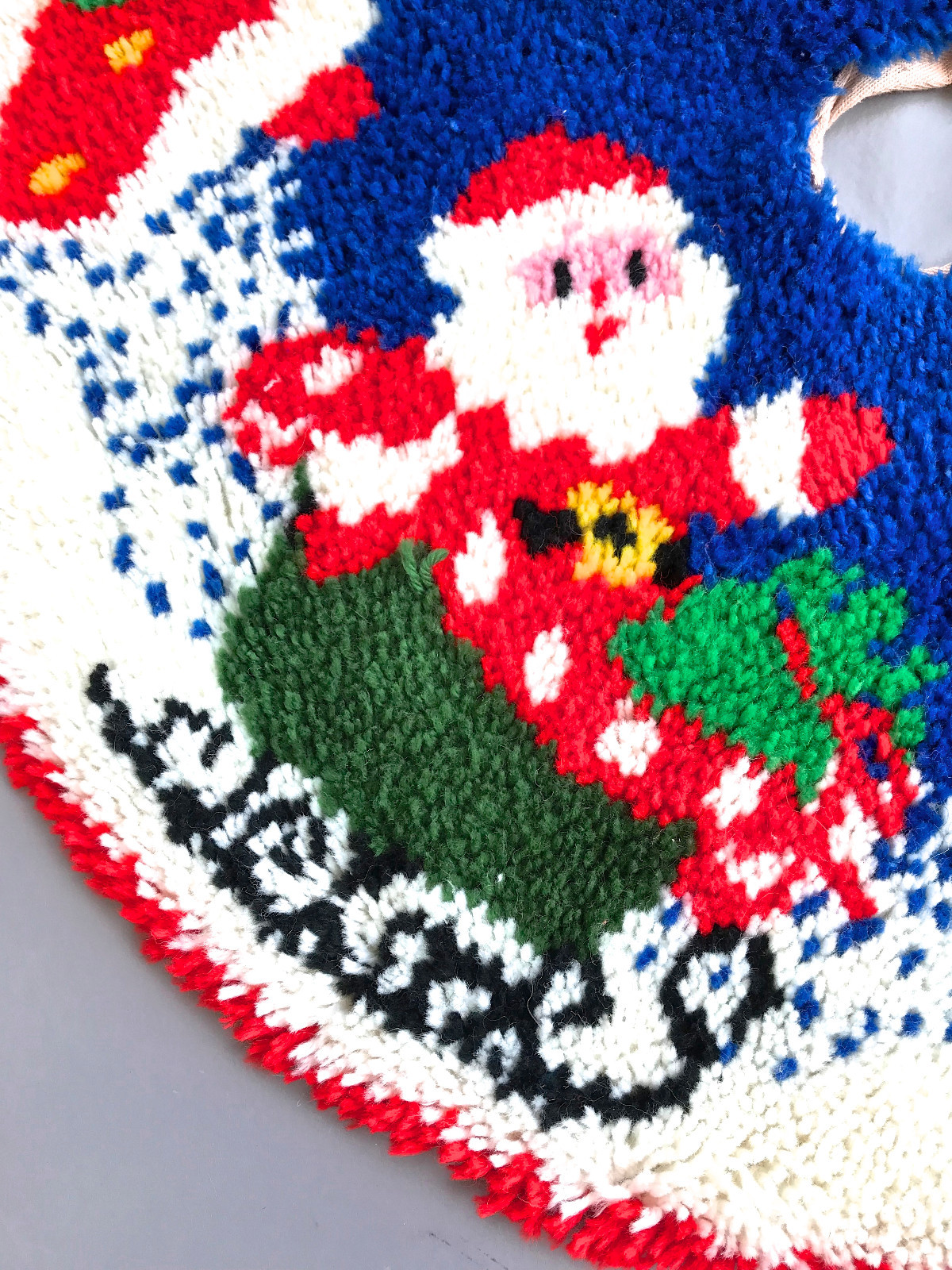 Vintage Latch Hook Christmas Tree Skirt Santa eBay