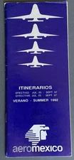 Aeromexico Timetable Effective July 5, 1992