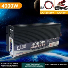 4000W LCD Car Power Inverter DC 12V 24V 48V to AC 110V Pure Sine Wave Converter