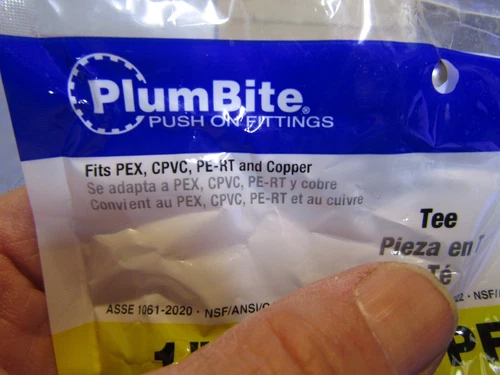 1 – Jones Stephens C77442LF, 1" x 1" x 1” PlumBite Push on Tee. New in Package - Picture 2 of 7