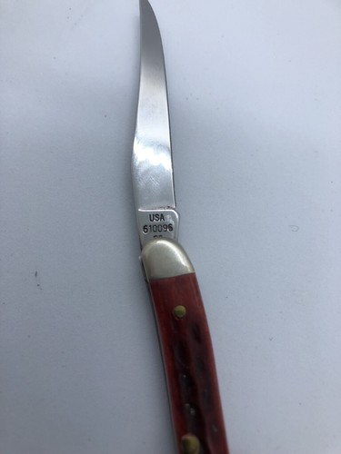 New Case XX 610096 SS Toothpick Knife Pocket Worn 2000 Jigged Red Bone Handle - Picture 3 of 5