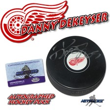 DANNY DEKEYSER Signed DETROIT RED WINGS Puck - w/COA 