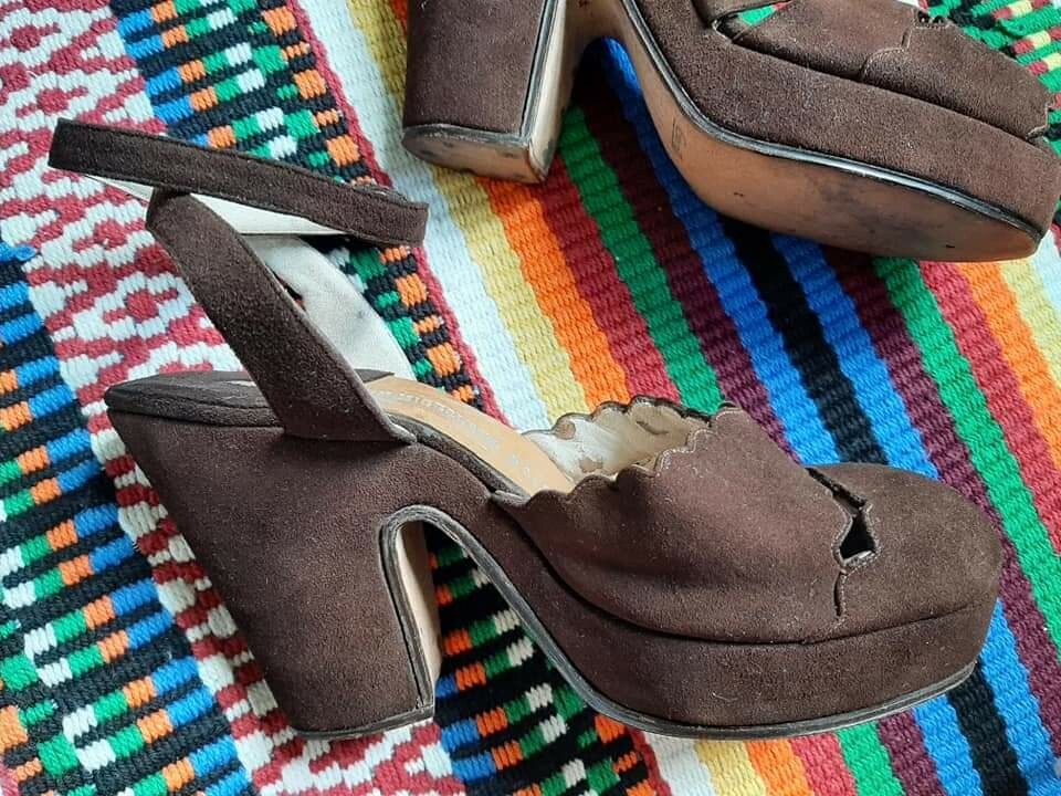1940s Platform Shoes Brown Vintage Hollywood Swing Era Pachuca zazou