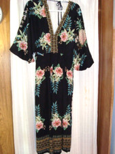 Womens sz M FARM tropical pants Dress from Brazil ! Open back plunging neckline