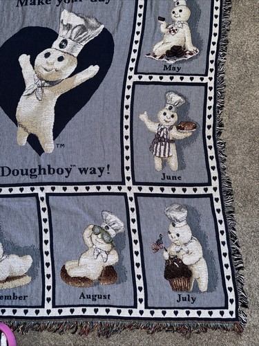 Pillsbury Doughboy Danbury Mint Month Throw Tapestry 72" x 54" Blues - Picture 5 of 11