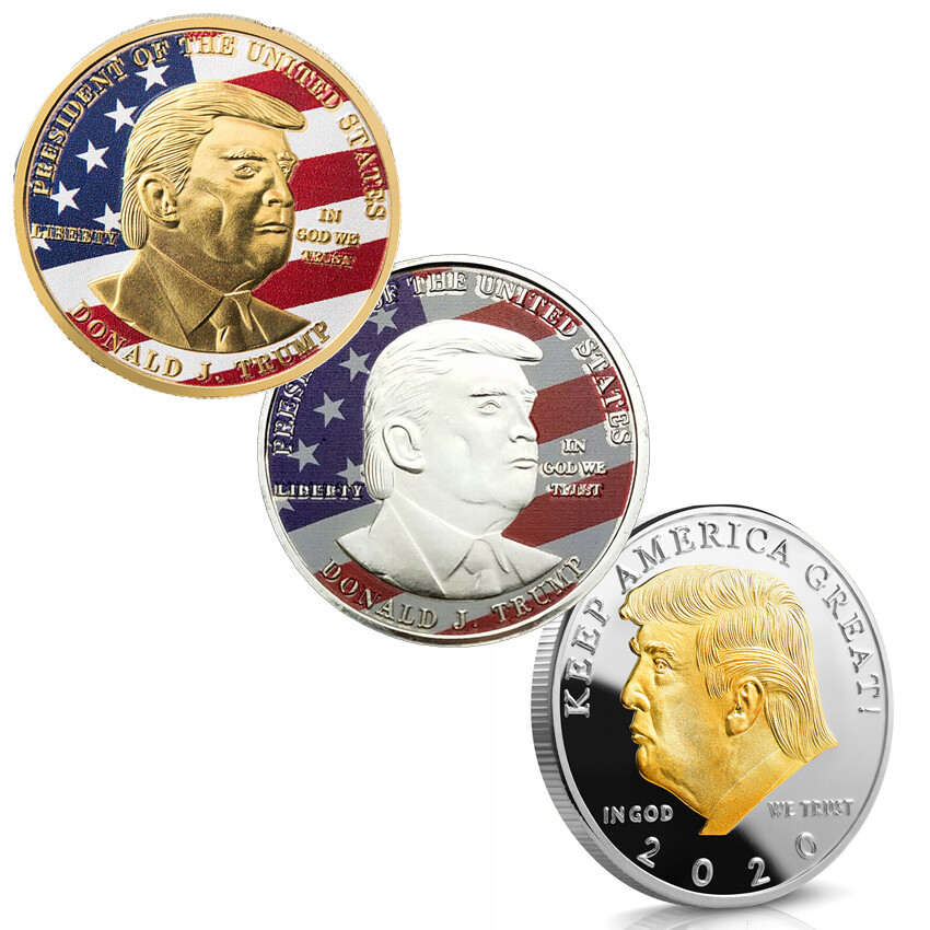 3 Pcs Coin President Challenge Commemorative Donald Trump Collectibles US 2020