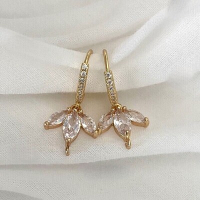 Marquise Cut Simulated Diamond Womens Drop Dangle Earring 14K Yellow Gold Plated