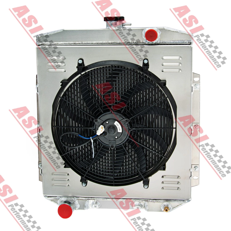 4Row Radiator+Shroud Fan+Relay For 1954-1956 Ford Country Squire V8 3.9L 5.1L Foto 2 de 4
