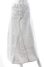 Ganni Denim Double Fly Maxi Skirt / White