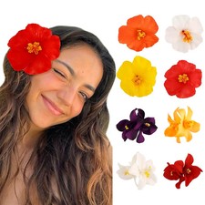8pcs Hawaiian Flower Hair Clips Hibiscus Hair Clip For Women Tropical Plumeria