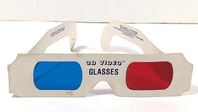 Blue & Red 3D TV Paper Glasses Retro Video TV Movies Hollywood 1982 One Only