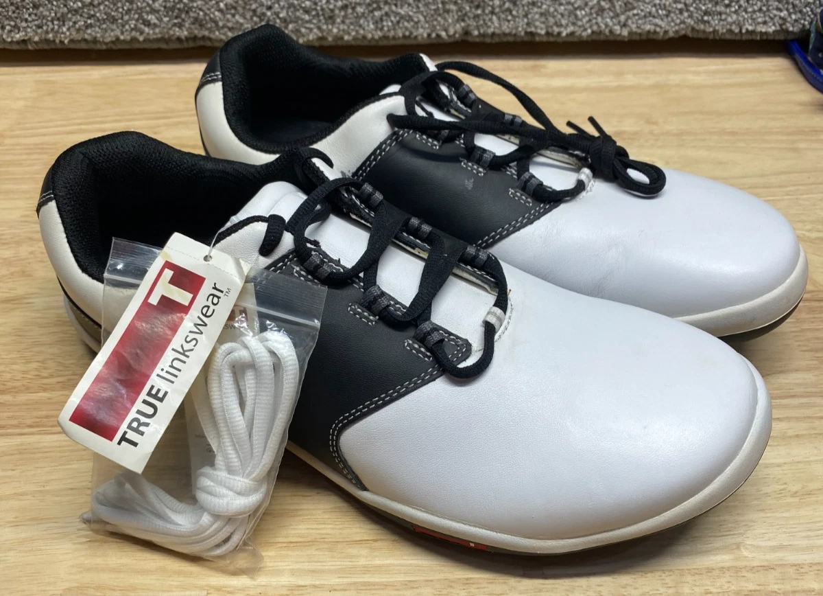 TRUE linkswear Golf Shoes for Men with Upper Leather White 
