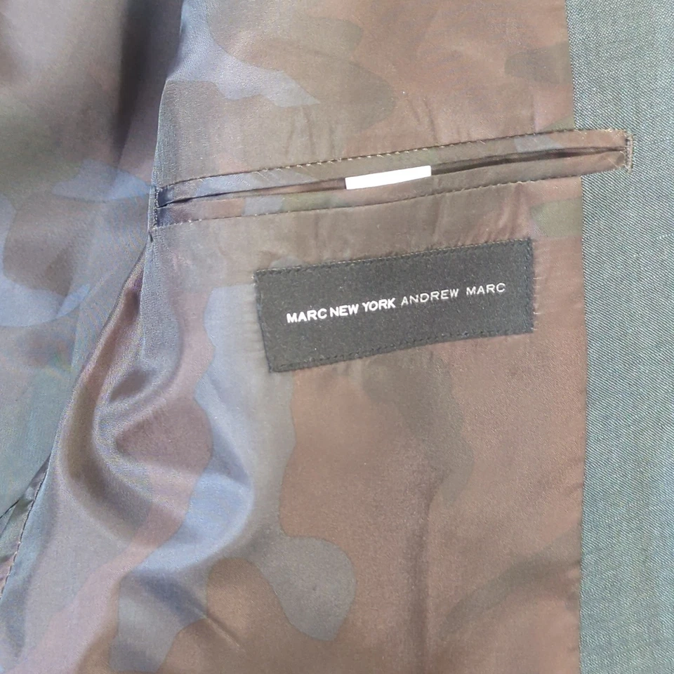 Abrigo Blazer Deportivo Marc New York Verde Oscuro Lino Lana Camuflado Forro Para Hombre 42R Foto 3 de 4