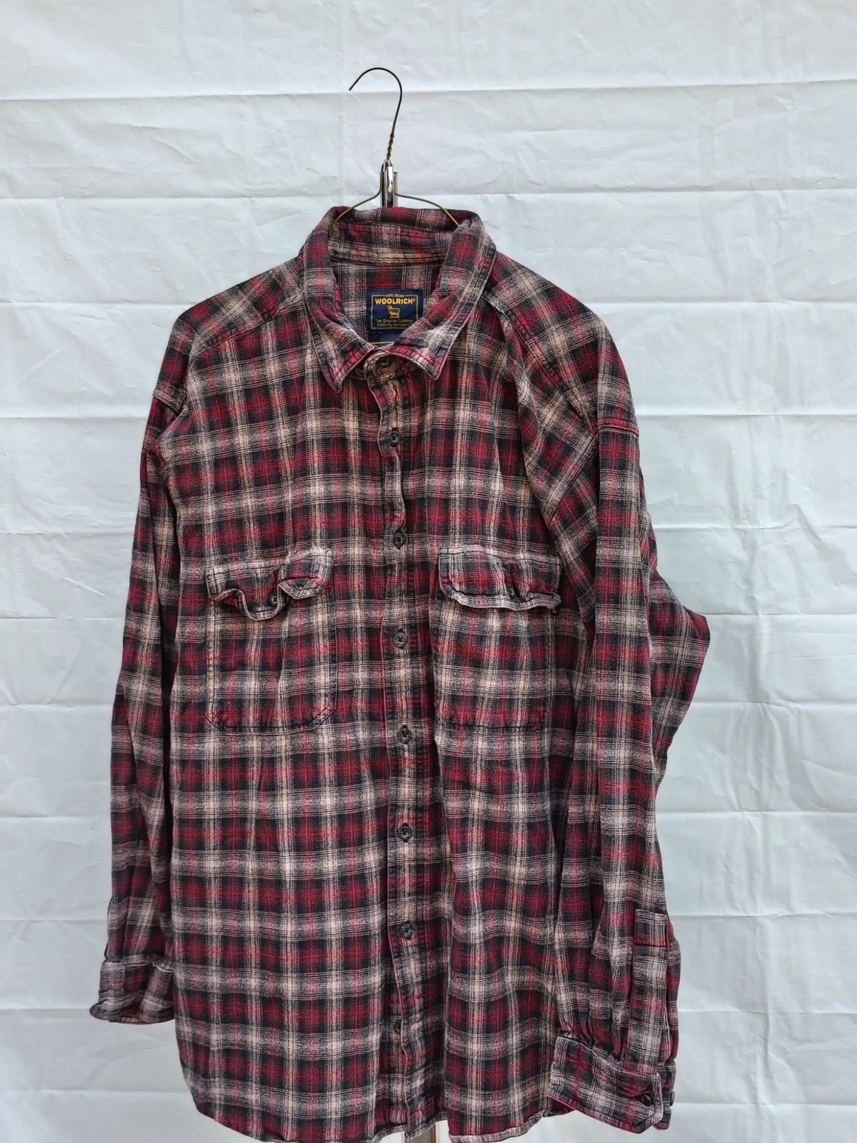 Woolrich Mens 2XL Plaid Flannel Button-Up Shirt Red & Black Vintage Outdoor