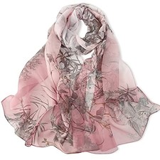Women Soft Floral Print Shawl Chiffon Sheer Scarf Durtypink Floral