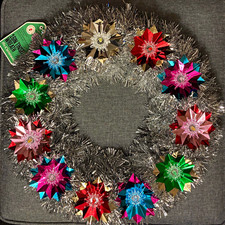 Mr. Christmas 16-inch Silver Tinsel Wreath with Lights