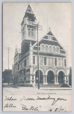 Postcard Pennsylvania Reading Post Office c1905 64W