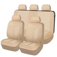 car seat Covers Front Rear Bench Faux Leather air mesh Full Set Beige Beige