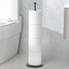 Toilet Paper Holder Stand with Reserve Function , Free-Standing Matte Black