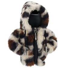 Leopard Car Shift Knob Hoodie,Plush Gear Shift Cover,Mini Shift Knob Beige