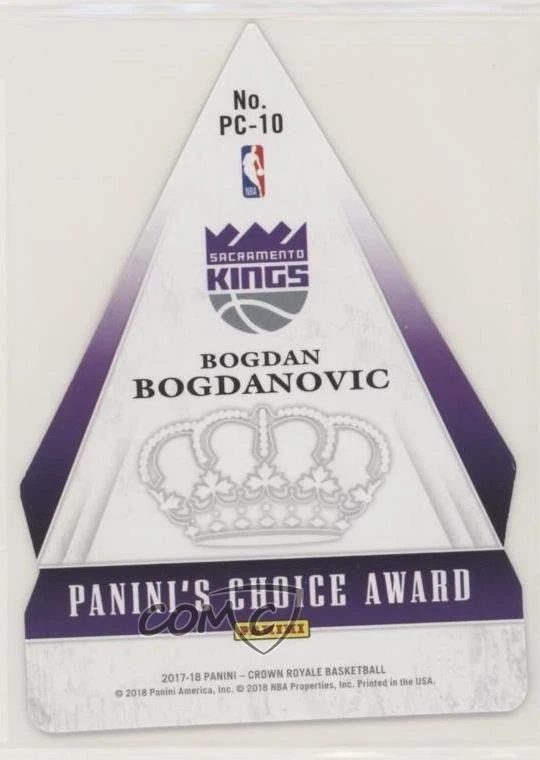 2017-18 Crown Royale Panini's Choice Awards Red /75 Bogdan Bogdanovic Rookie RC - Image 2 of 2