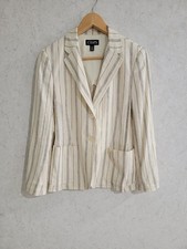 Chaps Striped Cream Linen-Blend Blazer Women's Size 6 Buisness Casual Costal