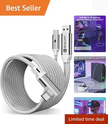 Link Cable with Charging, 16FT White Compatible with PC VR/Oculus/Meta Quest3...