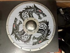 24" Handcrafted Battle Ready Viking Shield - Medieval Wooden  Heavy Metal Armor