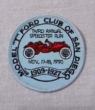 Ford Model T Club Of San Diego California Speedster Run Embroidered Patch