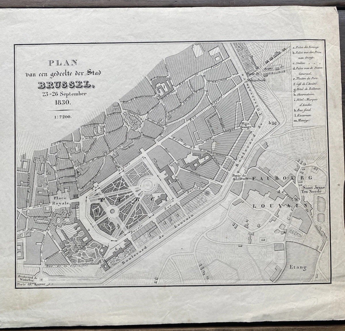 1830 Plan of Brussels Belgium – Belgian Revolution Antique Engraved City Map
