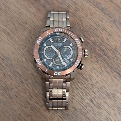 Citizen Eco-Drive B620 Chronograph Bronze Tone Watch Original Bracelet