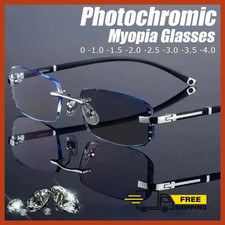 Photochromic Gunmetal Progressive RIMLESS Reading GLASSES UV400 Luxury Magnifier