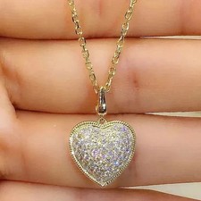 2 Ct Round Cut Lab Created Diamond Women's Heart Pendant 14K Yellow Gold Plated